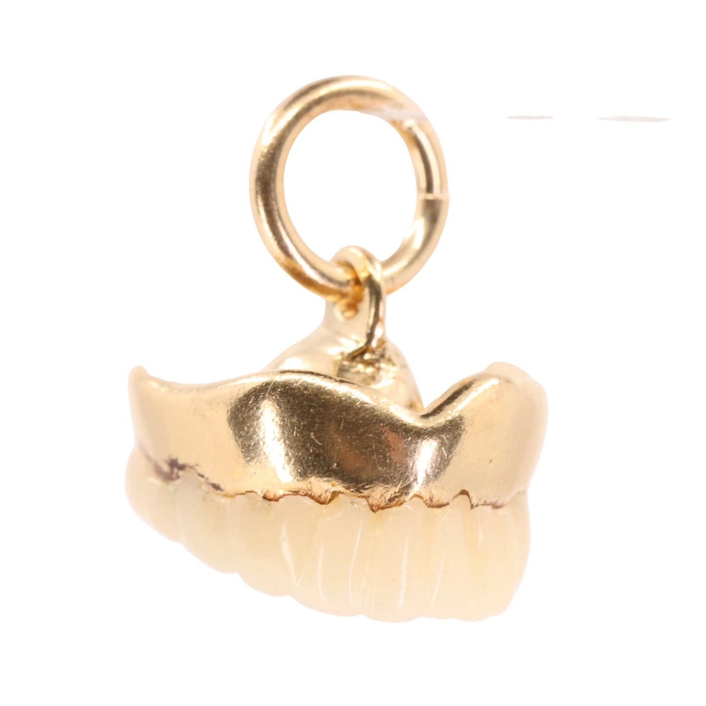 Vintage 18ct Yellow Gold Denture Teeth Charm Pendant Novelty Dental Collectible