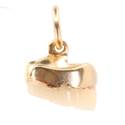 Vintage 18ct Yellow Gold Denture Teeth Charm Pendant Novelty Dental Collectible