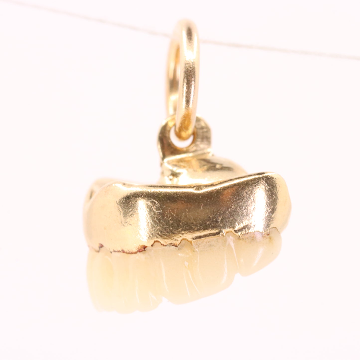 Vintage 18ct Yellow Gold Denture Teeth Charm Pendant Novelty Dental Collectible
