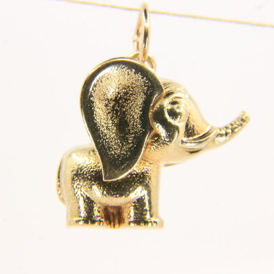 Vintage 9ct Gold Hallmarked Elephant Charm Pendant Trunk Up