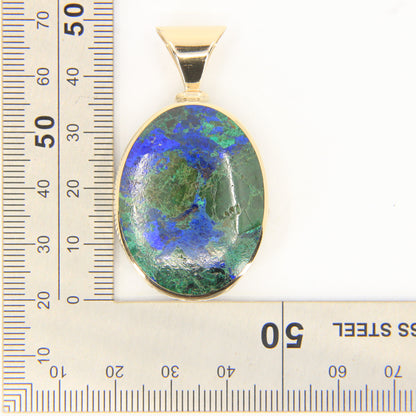 Vintage 9ct Gold Large Hallmarked Millennium 2000 Azurite Malachite Onyx Pendant