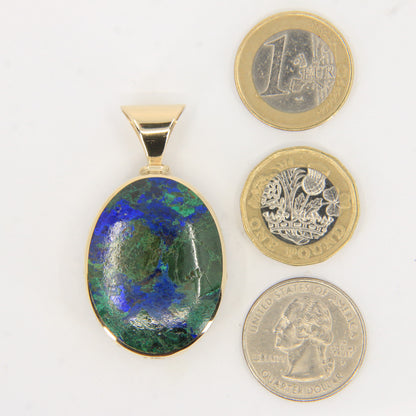 Vintage 9ct Gold Large Hallmarked Millennium 2000 Azurite Malachite Onyx Pendant