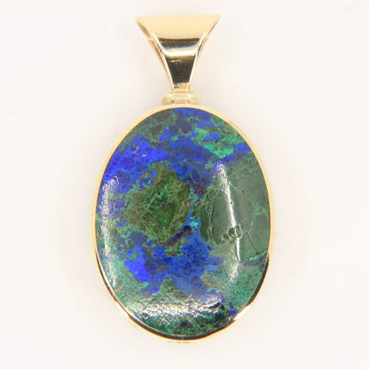 Vintage 9ct Gold Large Hallmarked Millennium 2000 Azurite Malachite Onyx Pendant