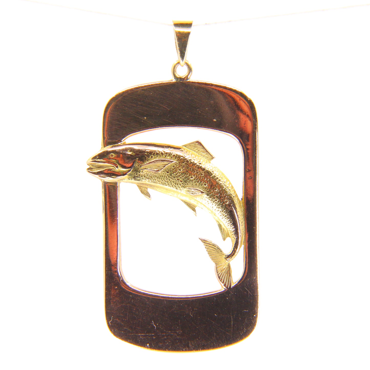 Vintage 9ct Rose Gold Salmon Leaping Pendant Yellow Gold