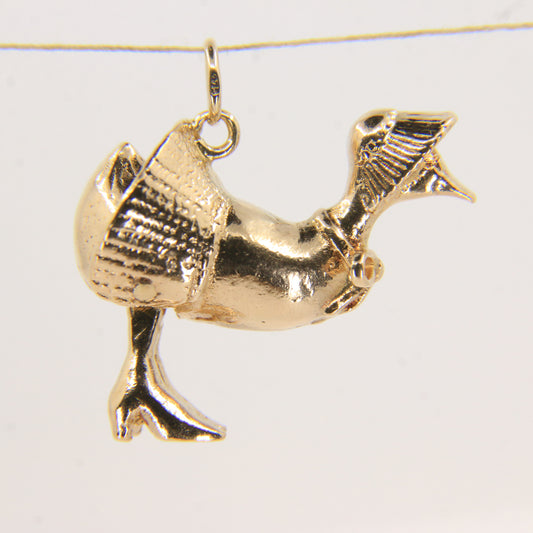 Vintage 9ct Gold Hallmarked Mother Hen Charm Pendant Articulated