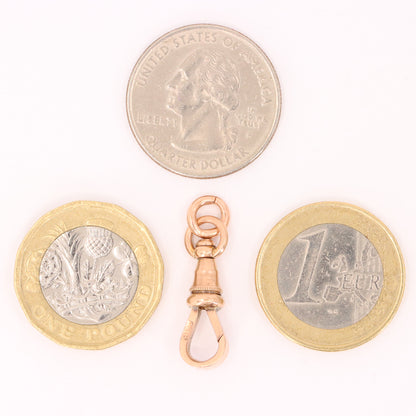 Antique 9ct Rose Gold Albert Dog Clip Clasp Thick Charm Holder Jewellery Finding
