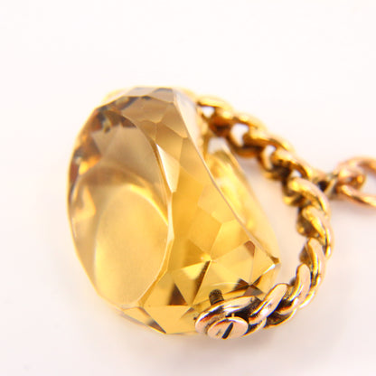 Antique 9ct Citrine Spinner Pendant Drop Fob Hallmarked Yellow Gold Charm