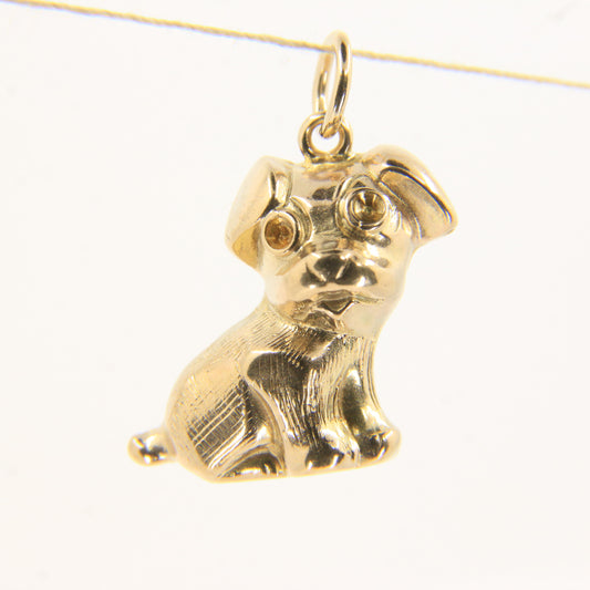 Vintage 9ct Gold Hallmarked Dog Charm Pendant Coronation Year