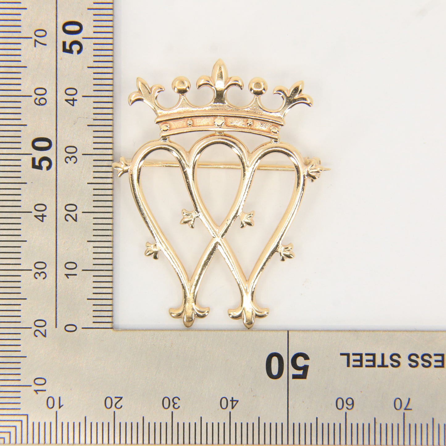 Vintage 9ct Hallmarked Luckenbooth Brooch Solid Gold Crown Heart