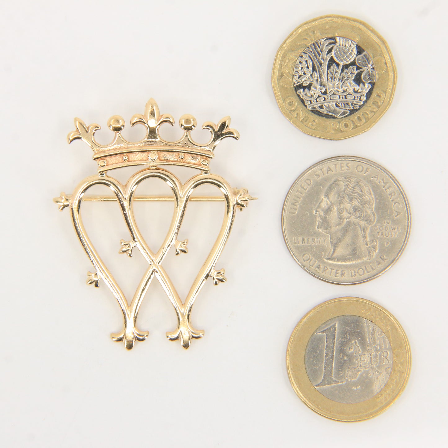 Vintage 9ct Hallmarked Luckenbooth Brooch Solid Gold Crown Heart