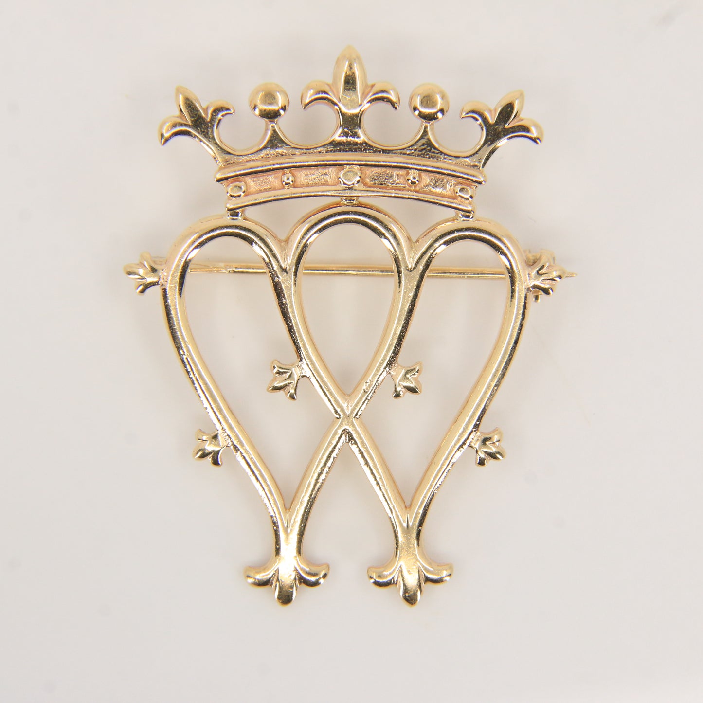 Vintage 9ct Hallmarked Luckenbooth Brooch Solid Gold Crown Heart