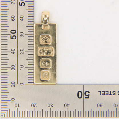 Vintage 9ct Hallmarked Yellow Gold 1977 Ingot Pendant 0.55oz Smooth Bar