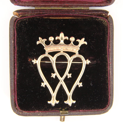 Vintage 9ct Hallmarked Luckenbooth Brooch Solid Gold Crown Heart