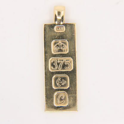 Vintage 9ct Hallmarked Yellow Gold 1977 Ingot Pendant 0.55oz Smooth Bar