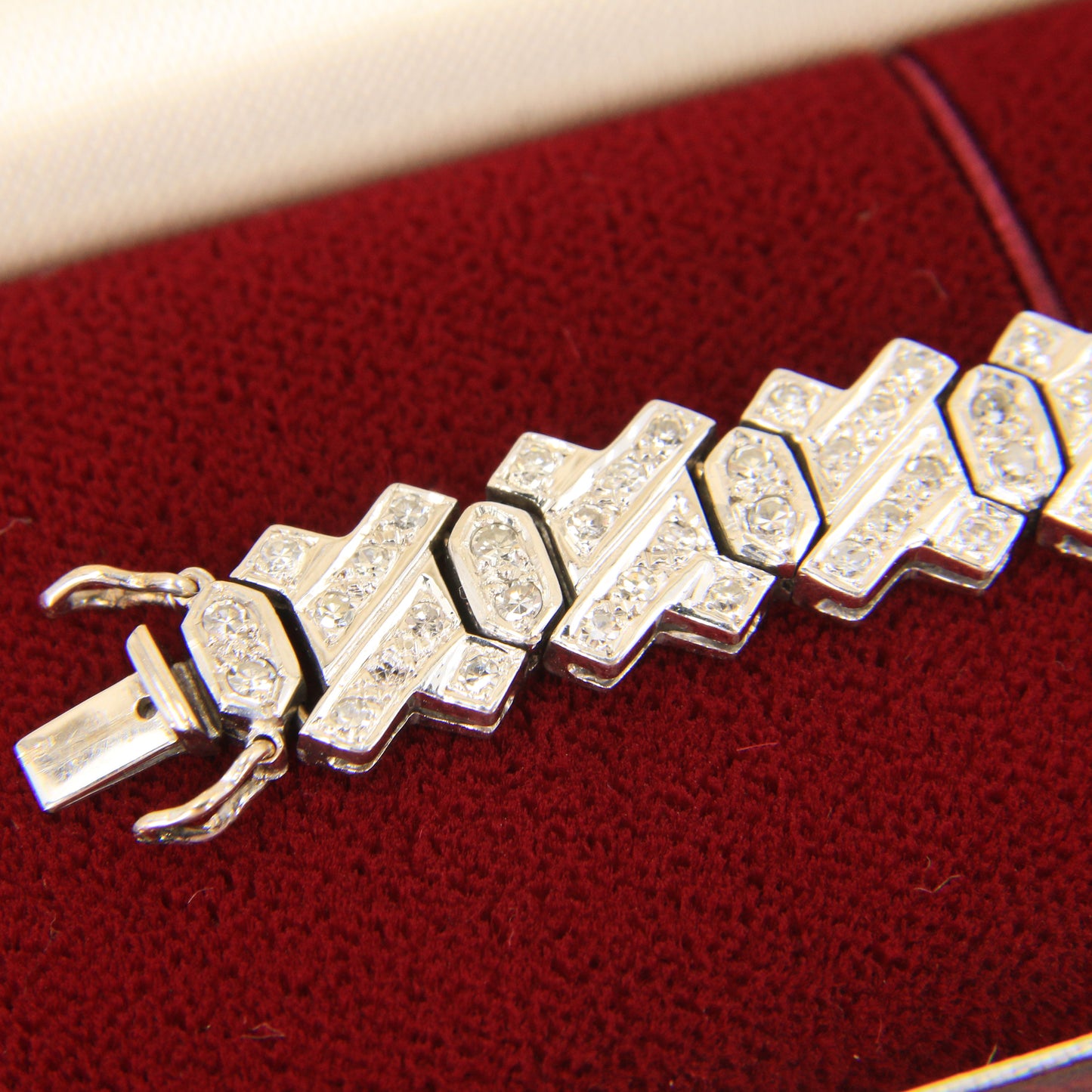 Vintage 18ct White Gold 2ct Diamond Bracelet 7.5" Hallmarked Gift Boxed