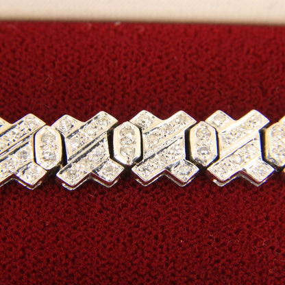 Vintage 18ct White Gold 2ct Diamond Bracelet 7.5" Hallmarked Gift Boxed