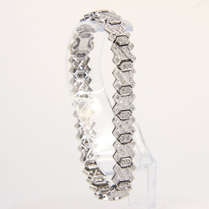 Vintage 18ct White Gold 2ct Diamond Bracelet 7.5" Hallmarked Gift Boxed