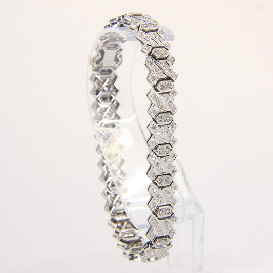 Vintage 18ct White Gold 2ct Diamond Bracelet 7.5" Hallmarked Gift Boxed