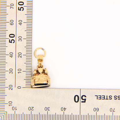 Vintage 9ct Gold Onyx Stone Pendant Drop Fob Hallmarked Yellow Gold Charm