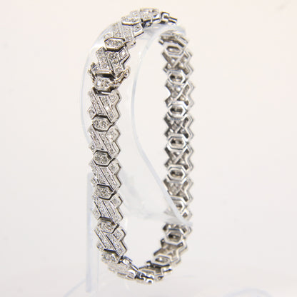 Vintage 18ct White Gold 2ct Diamond Bracelet 7.5" Hallmarked Gift Boxed