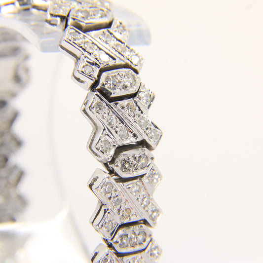 Vintage 18ct White Gold 2ct Diamond Bracelet 7.5" Hallmarked Gift Boxed