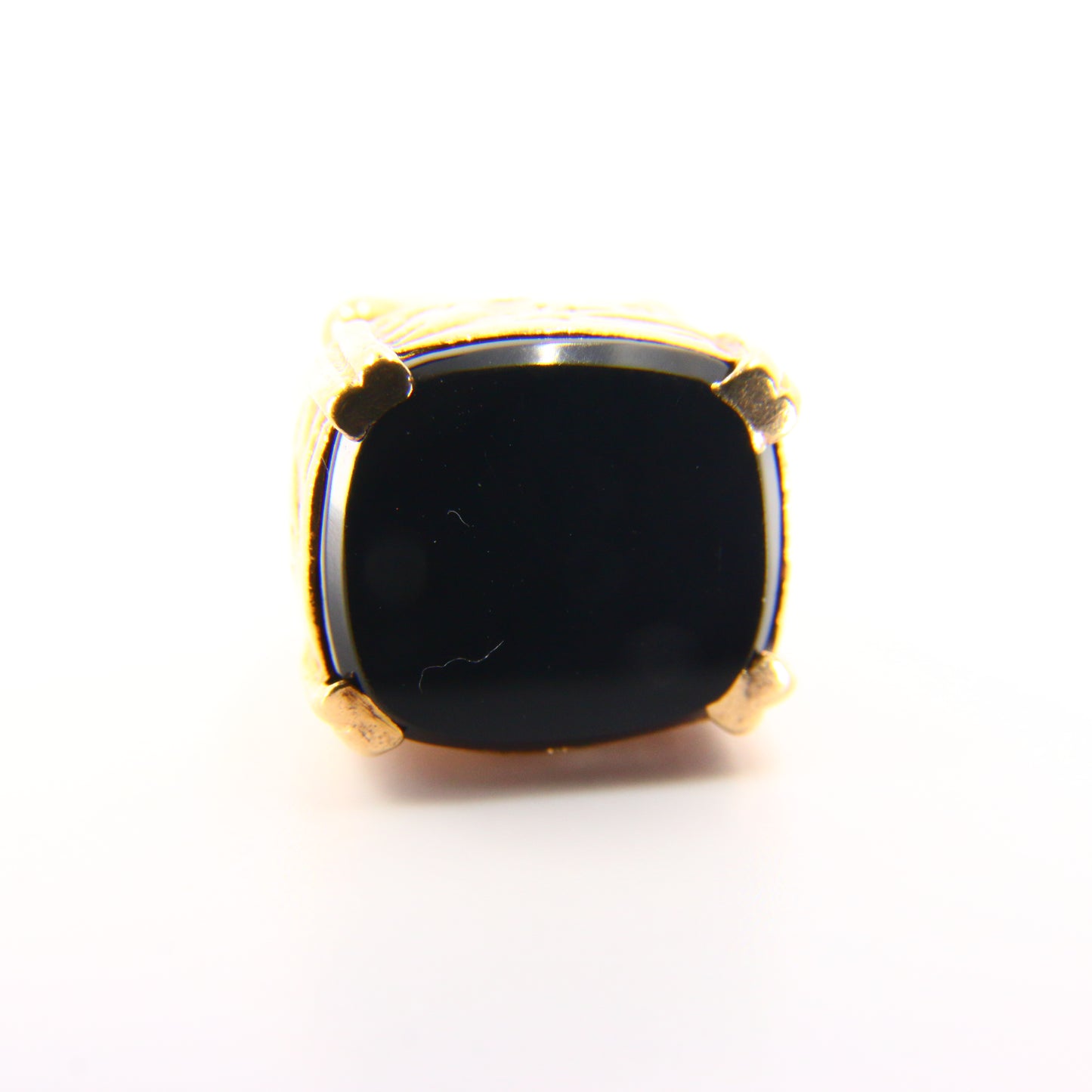 Vintage 9ct Gold Onyx Stone Pendant Drop Fob Hallmarked Yellow Gold Charm