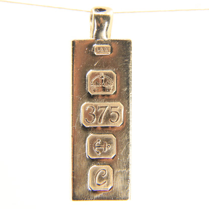 Vintage 9ct Hallmarked Yellow Gold 1977 Ingot Pendant 0.55oz Smooth Bar