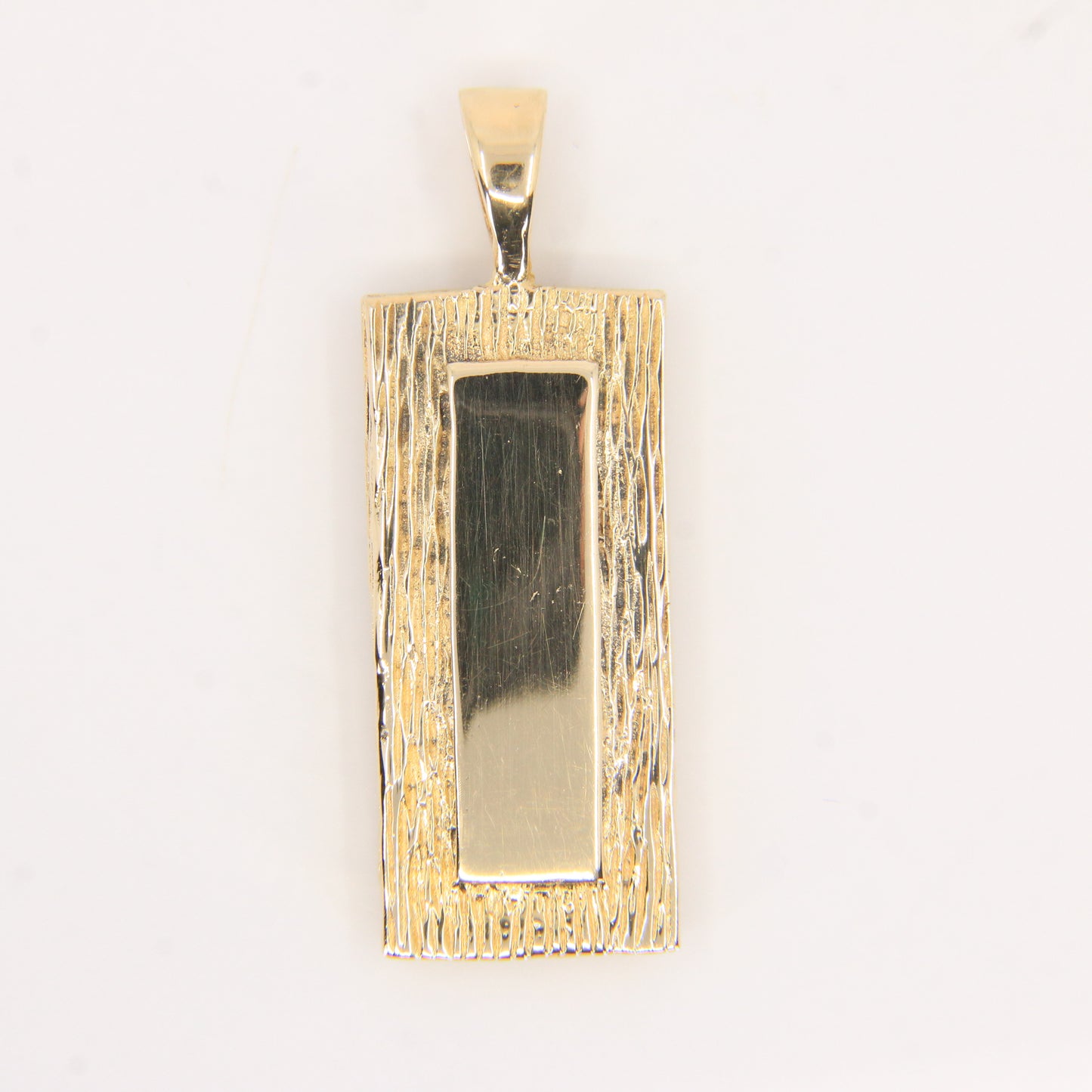 Vintage 9ct Hallmarked Yellow Gold 1977 Ingot Pendant Textured Bar 14.3g
