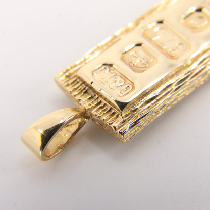 Vintage 9ct Hallmarked Yellow Gold 1977 Ingot Pendant Textured Bar 14.3g