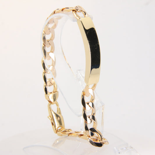 Vintage 9ct Gold 8.5" ID Bracelet Hallmarked Curb Link Lobster Clasp Gift
