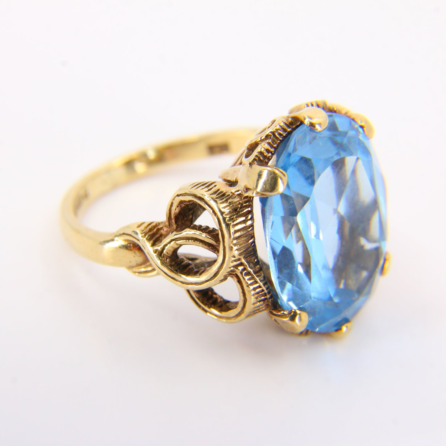 复古 9 克拉蓝色尖晶石戒指带标记黄金戒指英国尺寸 K