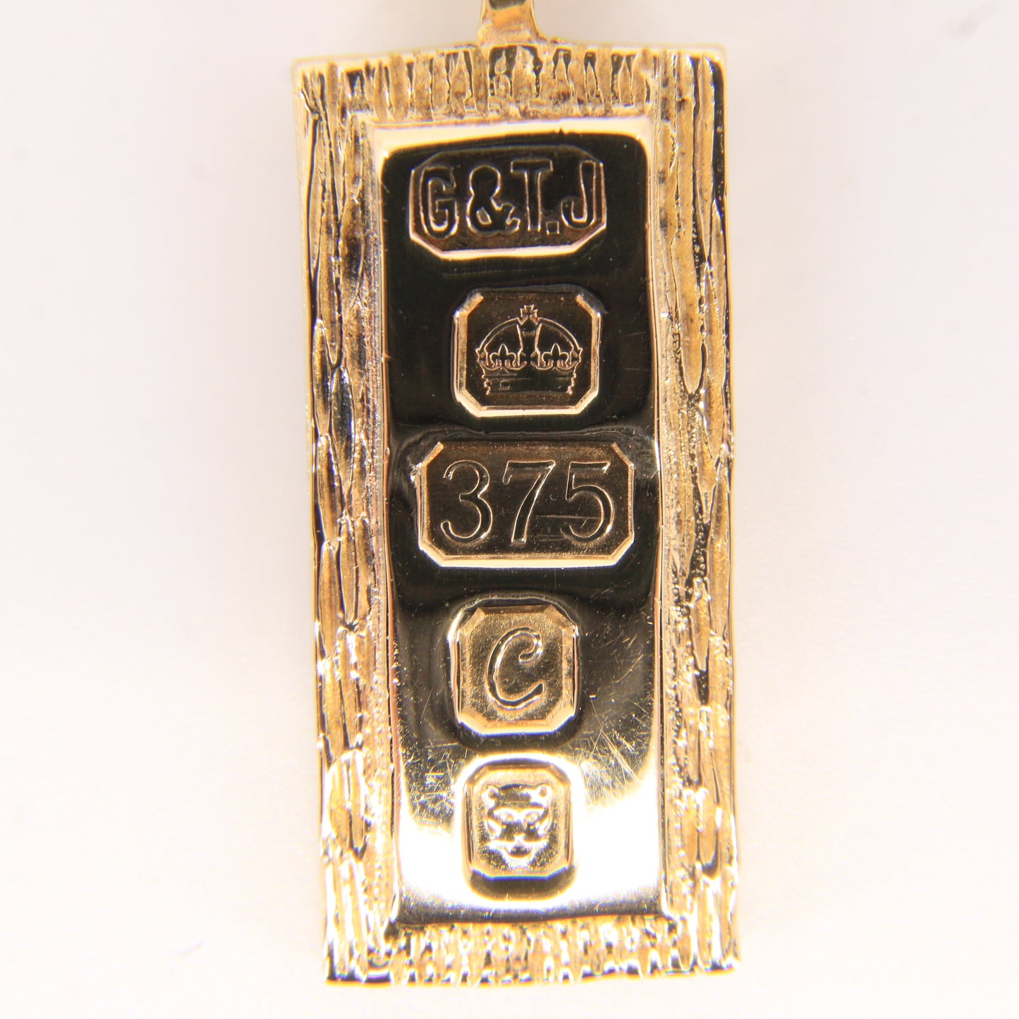 Vintage 9ct Hallmarked Yellow Gold 1977 Ingot Pendant Textured Bar 14.3g