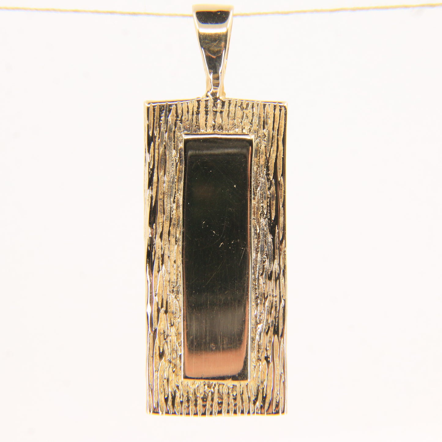 Vintage 9ct Hallmarked Yellow Gold 1977 Ingot Pendant Textured Bar 14.3g