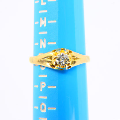 Vintage 18ct Gold Ring 18 Carat Yellow Gold Solitaire Diamond Ring Boxed