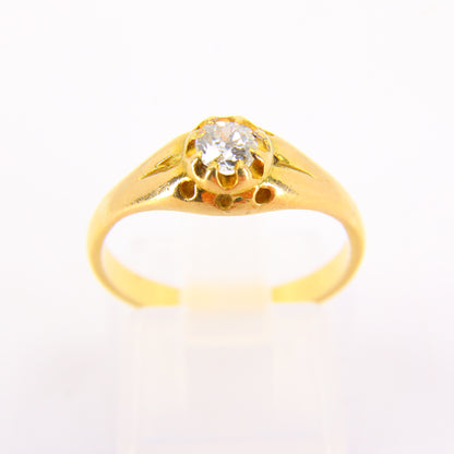 Vintage 18ct Gold Ring 18 Carat Yellow Gold Solitaire Diamond Ring Boxed