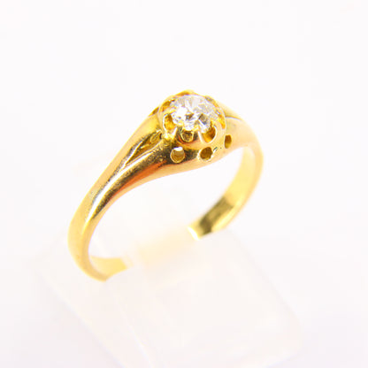 Vintage 18ct Gold Ring 18 Carat Yellow Gold Solitaire Diamond Ring Boxed