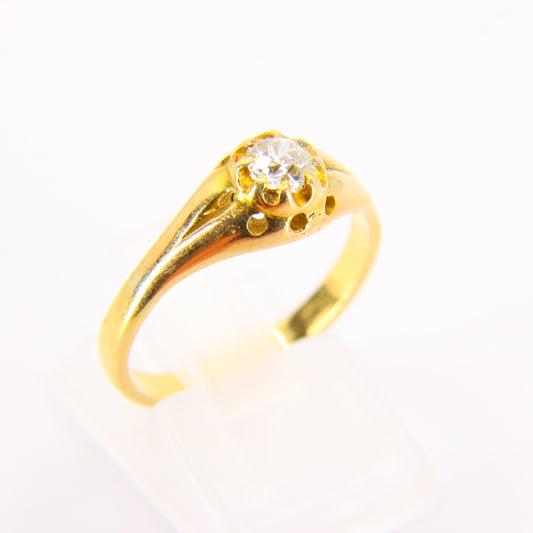 Vintage 18ct Gold Ring 18 Carat Yellow Gold Solitaire Diamond Ring Boxed