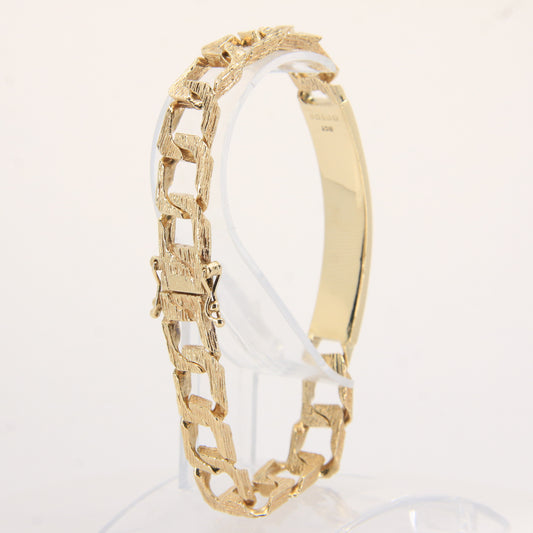 Vintage 9ct Gold I.D. Bracelet 8" Hallmarked Textured Links Heavy Gents