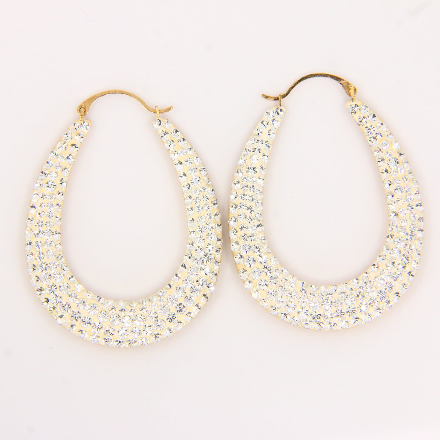 Vintage 9ct Gem Studded Creole Hoop Earrings 9 Carat Yellow Gold Boxed