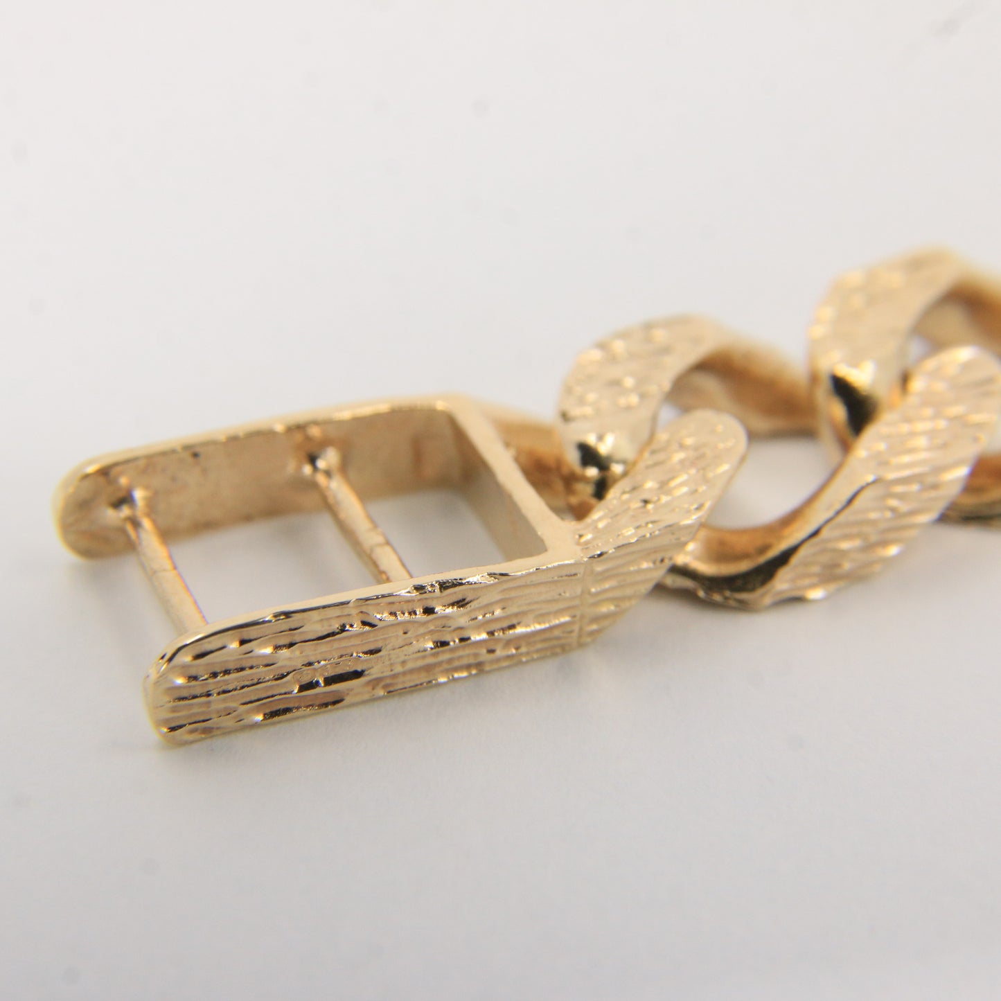 Vintage 9ct Gold ID Bracelet 8.25" Hallmarked Textured Curb Box Clasp Gift
