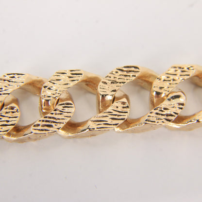 Vintage 9ct Gold ID Bracelet 8.25" Hallmarked Textured Curb Box Clasp Gift