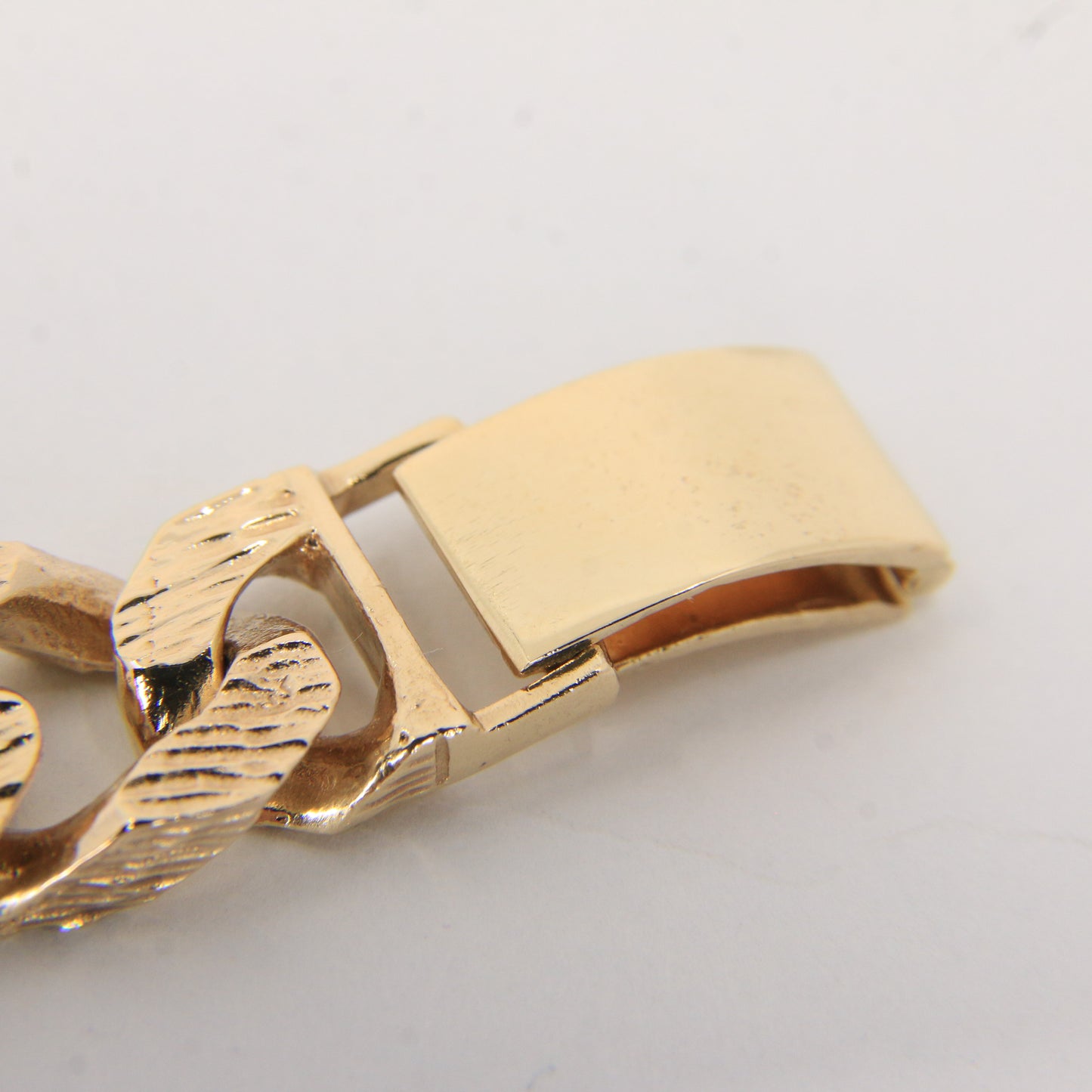Vintage 9ct Gold ID Bracelet 8.25" Hallmarked Textured Curb Box Clasp Gift