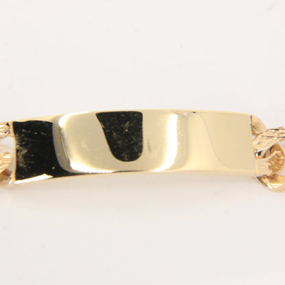 Vintage 9ct Gold ID Bracelet 8.25" Hallmarked Textured Curb Box Clasp Gift