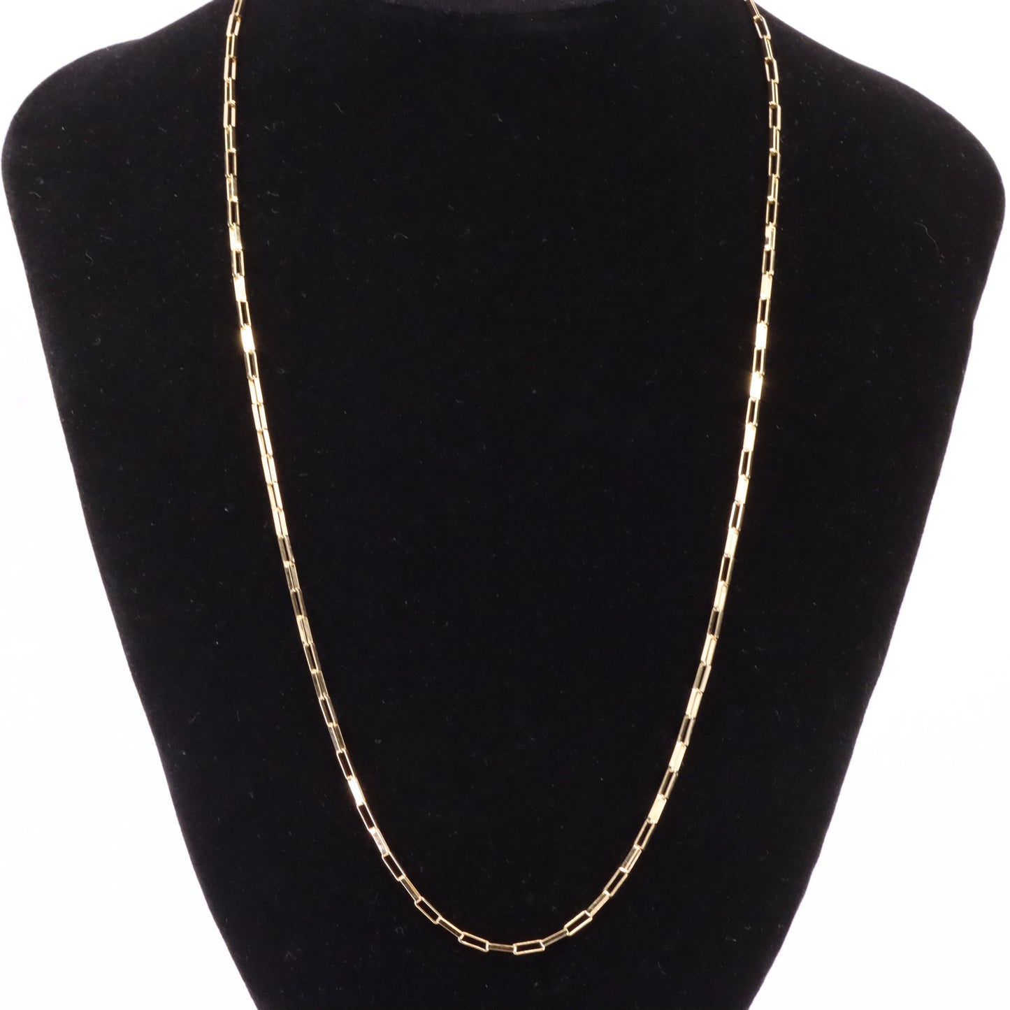 Vintage 9ct Hallmarked Gold 20 Inch Rectangular Box Link Chain Necklace Boxed