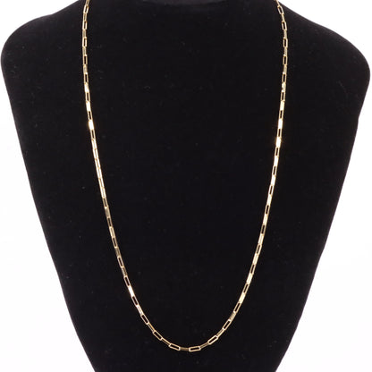 Vintage 9ct Hallmarked Gold 20 Inch Rectangular Box Link Chain Necklace Boxed