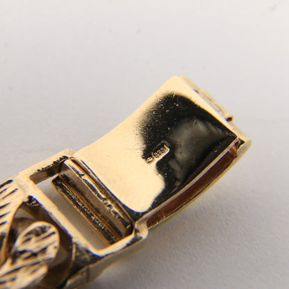 Vintage 9ct Gold ID Bracelet 8.25" Hallmarked Textured Curb Box Clasp Gift