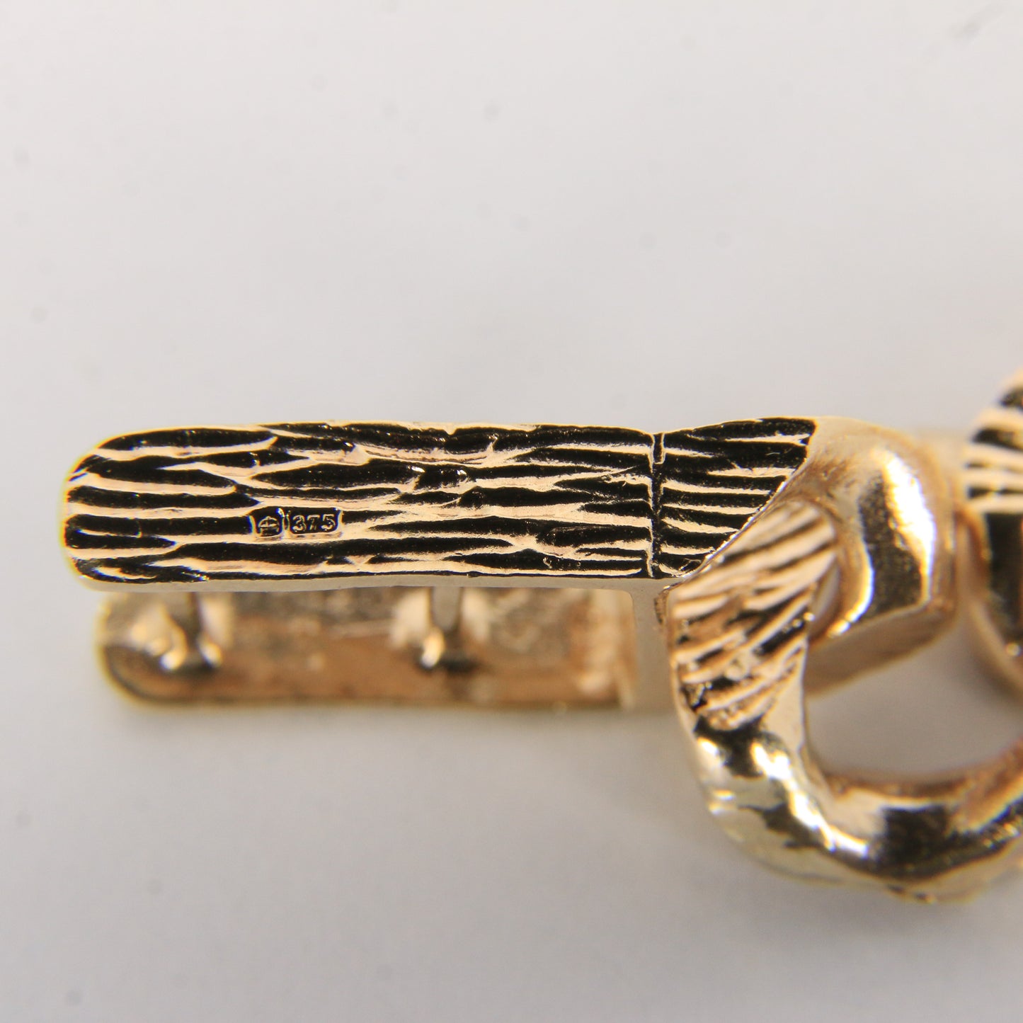 Vintage 9ct Gold ID Bracelet 8.25" Hallmarked Textured Curb Box Clasp Gift