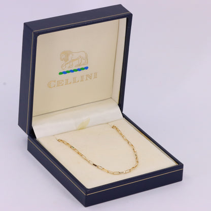Vintage 9ct Hallmarked Gold 20 Inch Rectangular Box Link Chain Necklace Boxed