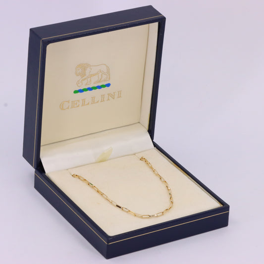 Vintage 9ct Hallmarked Gold 20 Inch Rectangular Box Link Chain Necklace Boxed