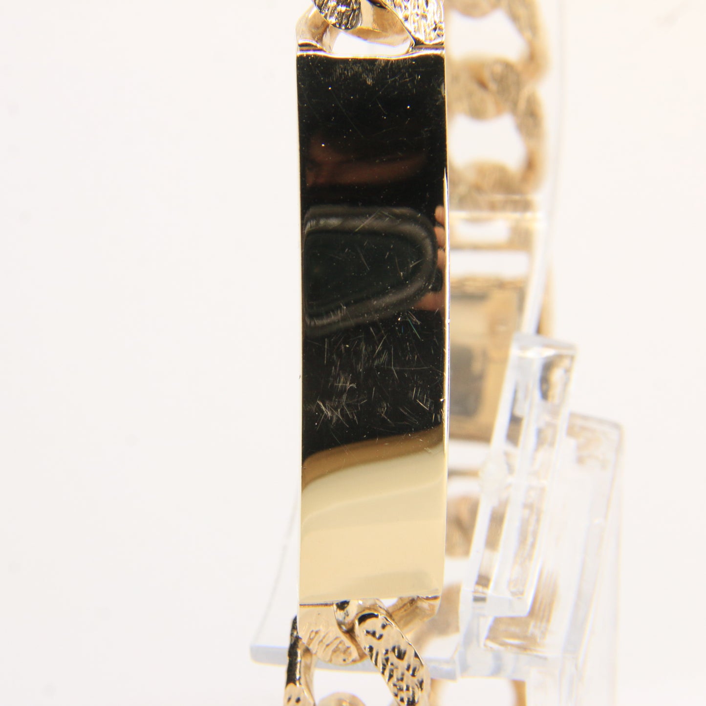 Vintage 9ct Gold ID Bracelet 8.25" Hallmarked Textured Curb Box Clasp Gift